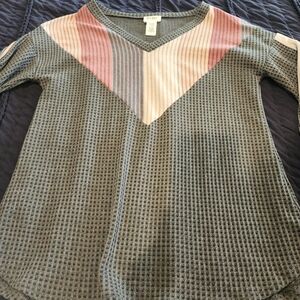 Entro Multicolor V-Neck Textured Blouse